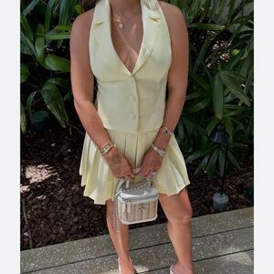 Meshki Yellow Pleated Skirt and Vest Set XXS